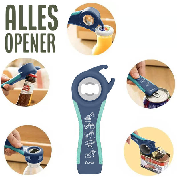 COOCK - Allesopener - Multifunctionele Opener - 7-in-1 Potopener - Flesopener XL - Keuken Hulp voor Ouderen