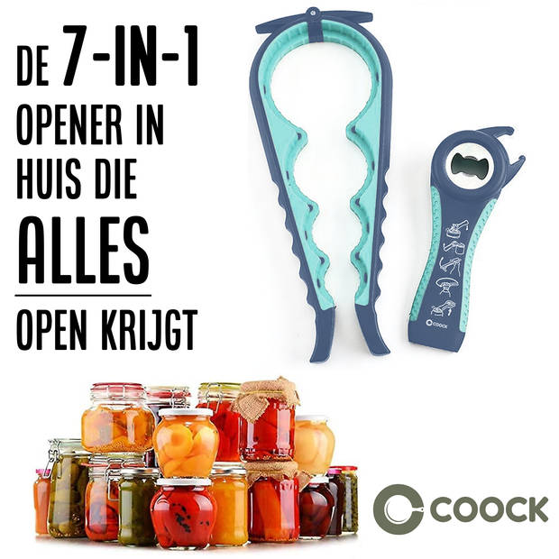 COOCK - Allesopener - Multifunctionele Opener - 7-in-1 Potopener - Flesopener XL - Keuken Hulp voor Ouderen