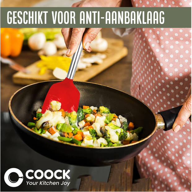 COOCK Keukengerei Set met Houder XL - Kookgerei Set 17 delig - Siliconen - Ophangbaar - Rood