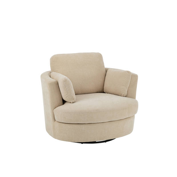 J-line - Loungestoel Swiv Populierenhout/schuime Beige - 109x100x89cm