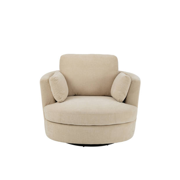 J-line - Loungestoel Swiv Populierenhout/schuime Beige - 109x100x89cm