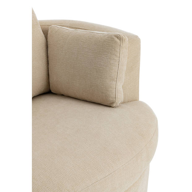 J-line - Loungestoel Swiv Populierenhout/schuime Beige - 109x100x89cm