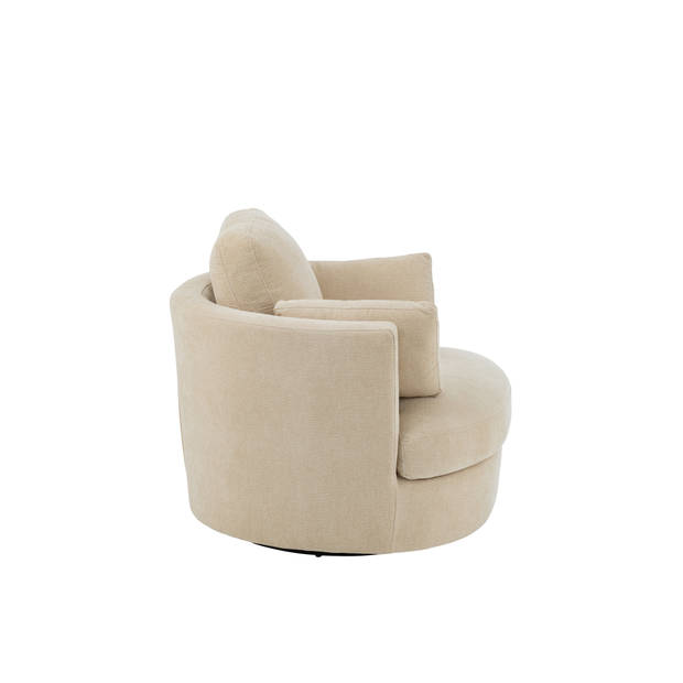 J-line - Loungestoel Swiv Populierenhout/schuime Beige - 109x100x89cm