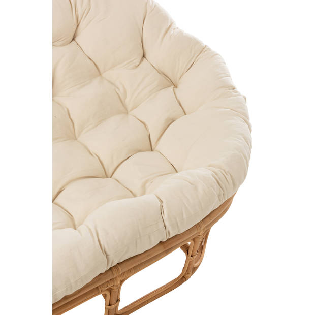 J-line - Fauteuil Roni Met Kussen Rotan Naturel/wit - 159x110x55cm