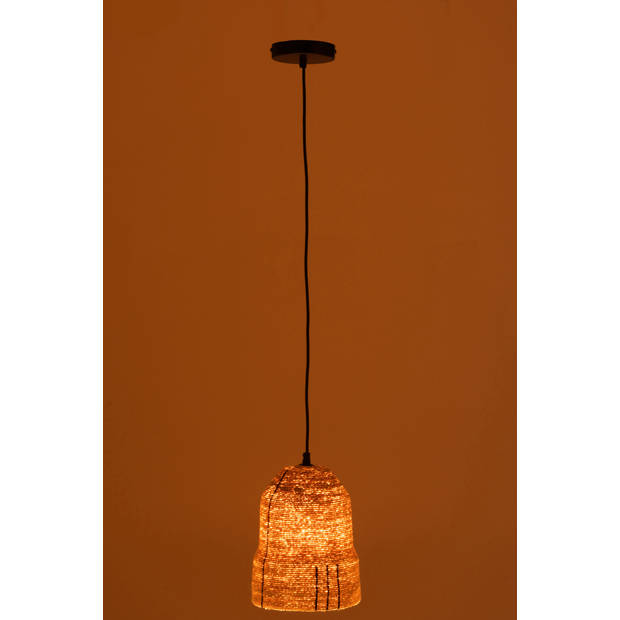 J-line - Hangende Lamp Lijnen Zeegras Naturel/zwart - 20x20x26cm