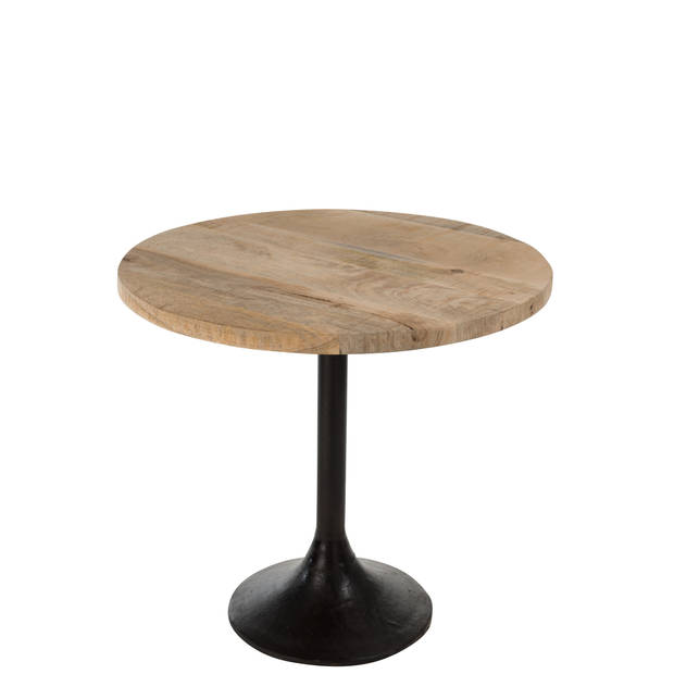 J-line - Tafel Bar Rond Hout/metaal Naturel/zwart - 65x65x60.5cm