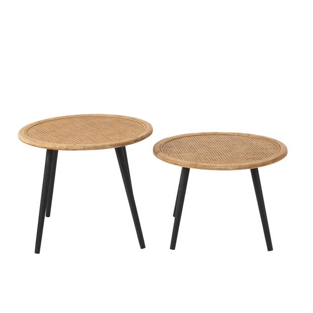 J-line - Set Van Twee Bijzettafel Bamboo Naturel - 67x67x56.5cm