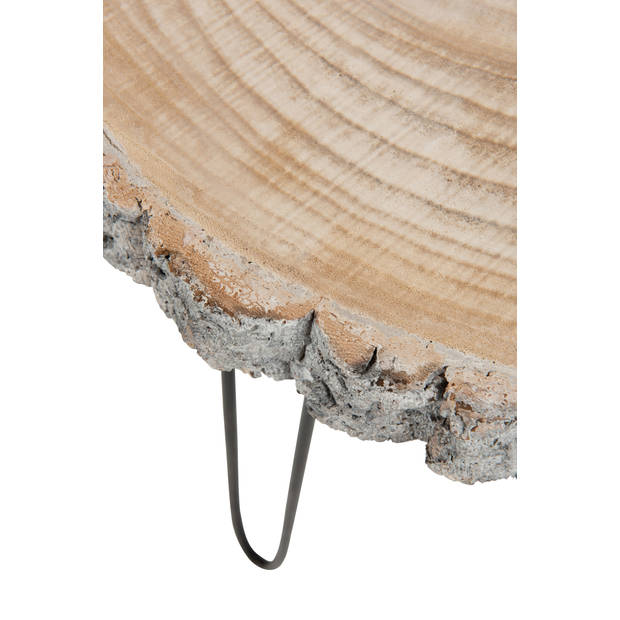 J-line - Bijzettafel Paulownia Hout/ijzer Grey Wash Small - 47x42x40cm