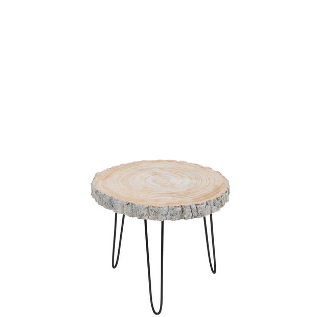 J-line - Bijzettafel Paulownia Hout/ijzer Grey Wash Small - 47x42x40cm