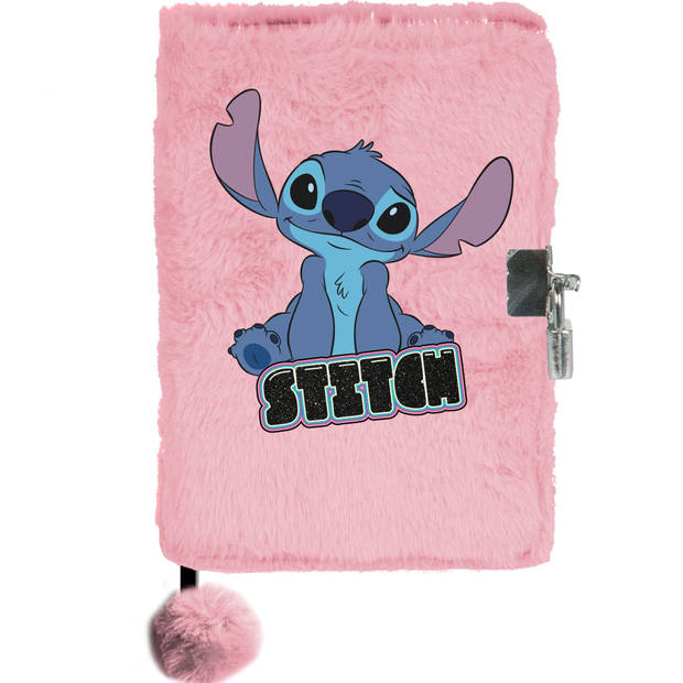 Disney Lilo & Stitch Dagboek A5, Roze- gelinieerd met slot - 15 x 21 x 3 cm