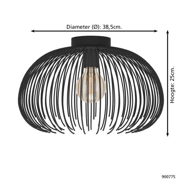 EGLO Venezuela-A Plafondlamp - E27 - Ø 38,5 cm - Zwart