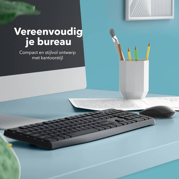 Gadgetplace Draadloos Toetsenbord met Muis Set - Stille toetsen - Qwerty - Keyboard + muis-sets - Draadloze muis