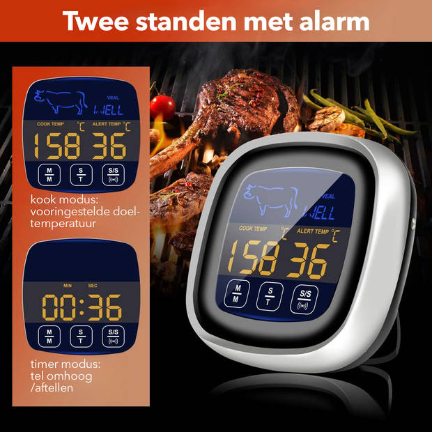 Cuisimax Digitale Vleesthermometer incl. Batterijen - Tot 300 °C - OvenThermometer - BBQ Thermometer - Kookthermometer