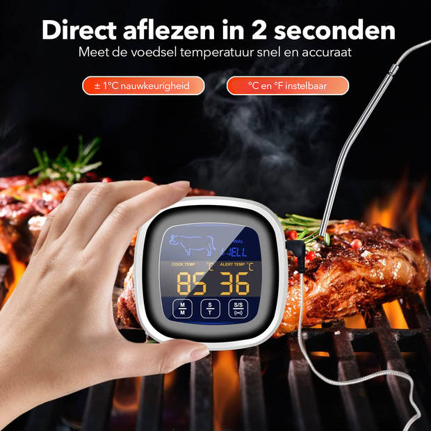 Cuisimax Digitale Vleesthermometer incl. Batterijen - Tot 300 °C - OvenThermometer - BBQ Thermometer - Kookthermometer