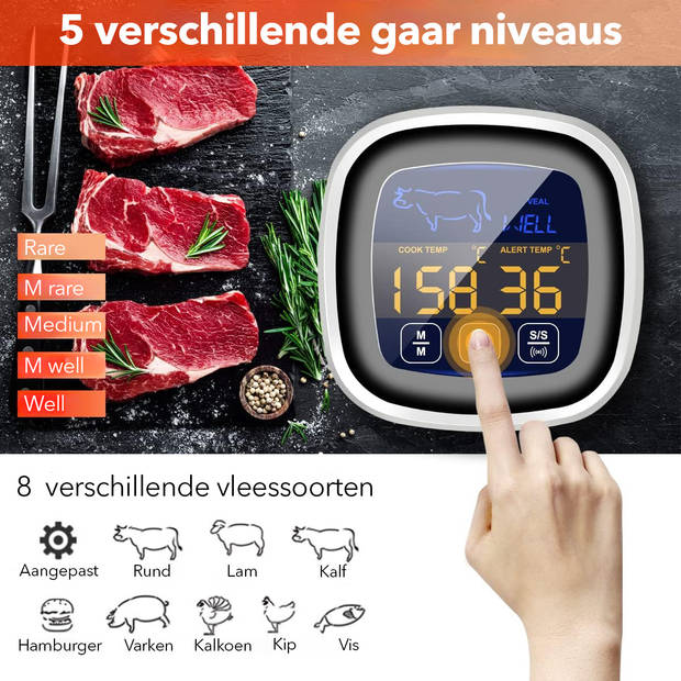 Cuisimax Digitale Vleesthermometer incl. Batterijen - Tot 300 °C - OvenThermometer - BBQ Thermometer - Kookthermometer