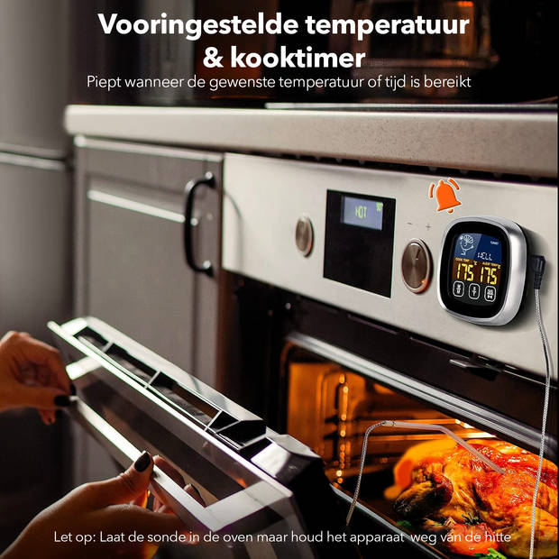 Cuisimax Digitale Vleesthermometer incl. Batterijen - Tot 300 °C - OvenThermometer - BBQ Thermometer - Kookthermometer