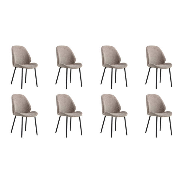 Lewis & Loft Eetkamerstoelen Lola - Polyester - Staal - Grijs - Set van 8