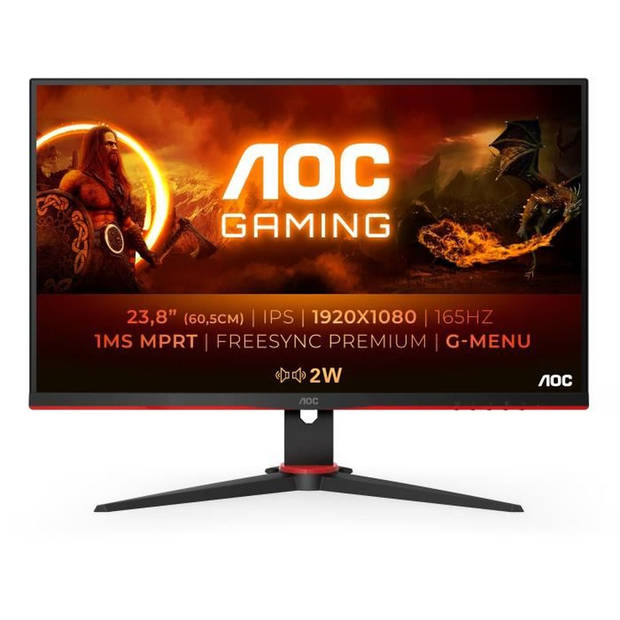 PC-scherm - AOC - 24G2SPAE - 23.8 FHD - IPS-paneel - 165Hz - 1ms - 2 HDMI 1 DP 1 VGA - Zwart