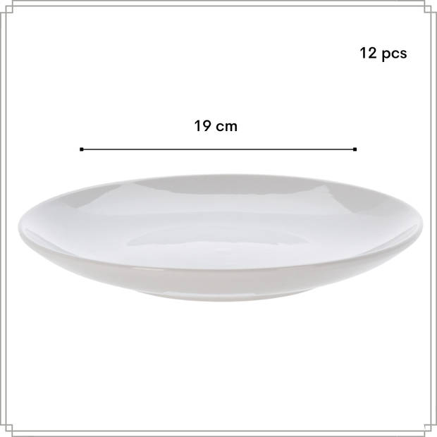 OTIX Ontbijtborden - Bordenset - 12 Persoons - Dessertbord - 19cm - Porselein - BIRCH