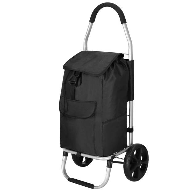 Springos Boodschappentrolley - Boodschappenkrat - Met Twee Wielen - Grijs - Zwart - 42 L - 28 KG - 99 x 57 CM