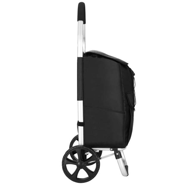 Springos Boodschappentrolley - Boodschappenkrat - Met Twee Wielen - Grijs - Zwart - 42 L - 28 KG - 99 x 57 CM