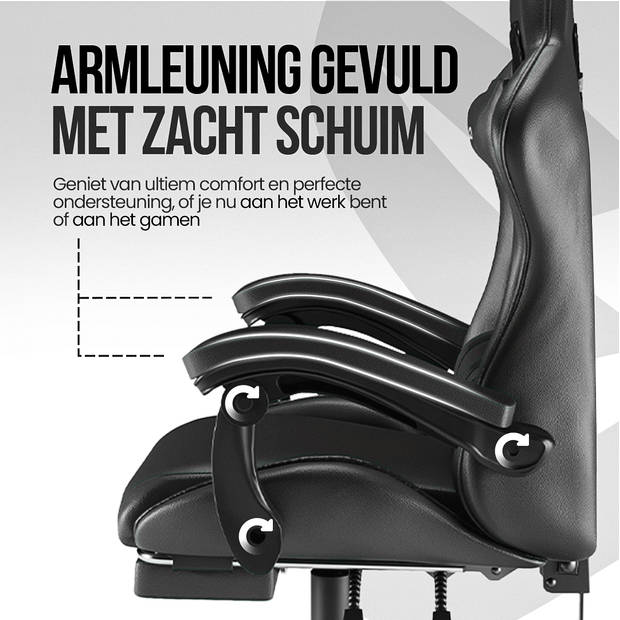 Avalo Gaming Stoel - Gamestoel - Ergonomische Bureaustoel Verstelbaar - Game Stoel - Gaming Chair - Zwart