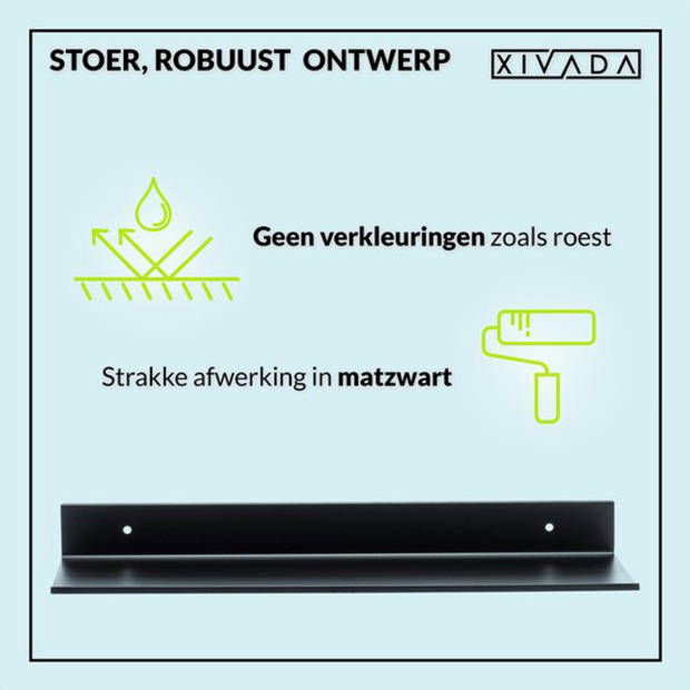 Wandrek Industrieel Zwart Metaal - Wandplank Zwevend - Kruidenrek 40 CM