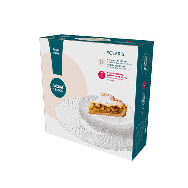 Altom Design Solaris servies set met 6x gebaksbordjes 15,5 cm en 1x serveerbord 25,2 cm