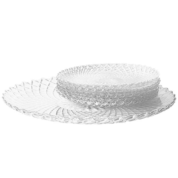 Altom Design Solaris servies set met 6x gebaksbordjes 15,5 cm en 1x serveerbord 25,2 cm