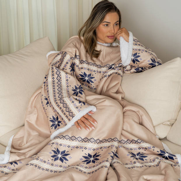 Snuggie; Fleece Deken met Mouwen; Hoodie Deken; Deken met Mouwen; Snuggle Hoodie; Hoodie Blanket; Snuggle; Beige