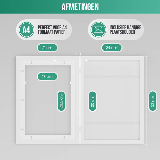 Avalo Kindertekeningen Lijstje Wit - Wissellijst A4 - Fotolijst Voor Tekeningen - Openklapbare Wissellijst A4 -