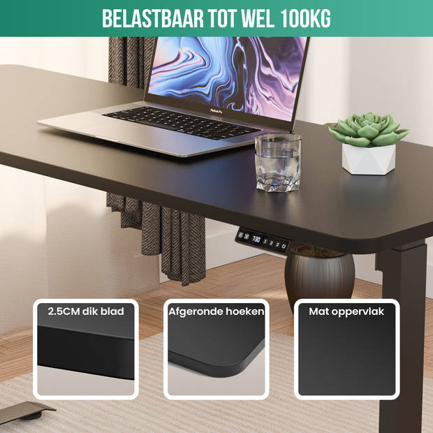 Avalo Bureaublad Los 160x60cm - Zwart - Tafelblad - Blad Elektrisch Bureau