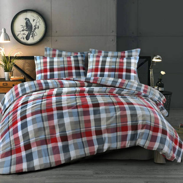 Droomtextiel - Flanel - Dekbedovertrek - Bazel Multi Lits-Jumeaux - 240x200/220 cm - Super Zacht