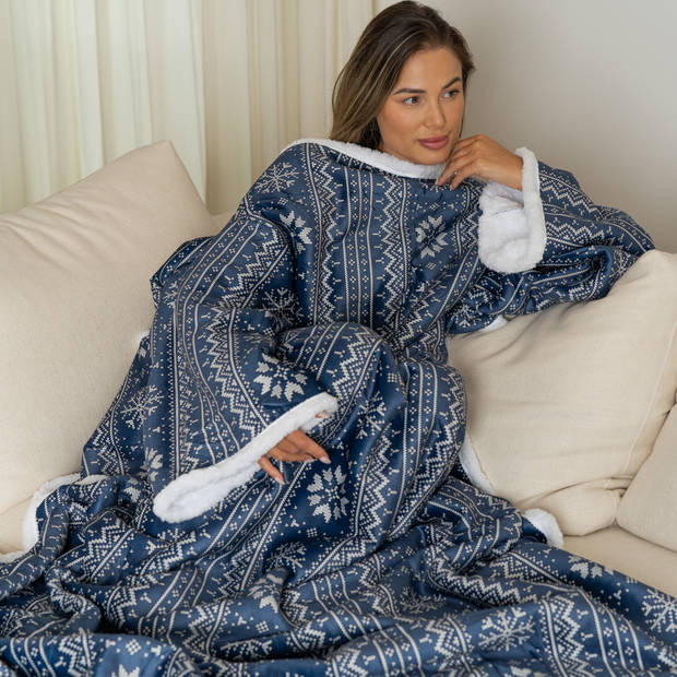 Snuggie; Fleece Deken met Mouwen; Hoodie Deken; Deken met Mouwen; Snuggle Hoodie; Hoodie Blanket; Snuggle; Blauw