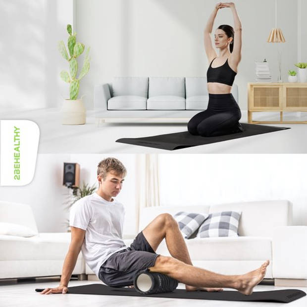 2BEHEALTHY® Yoga Mat extra dik & Foam Roller Combinatie set - Sportmat - Yogamat Antislip - Joga Mat / Yogamatje