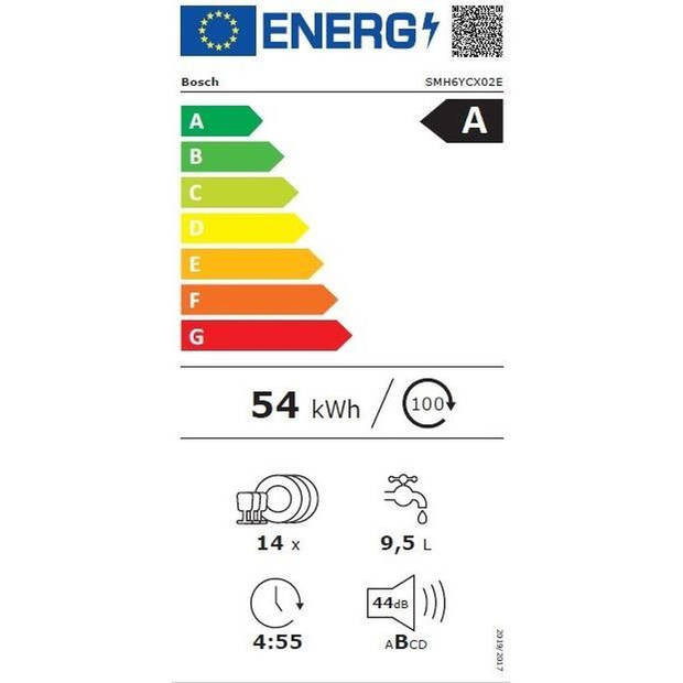 BOSCH SER6 SMH6YCX02E volledig geïntegreerde vaatwasser - 14 couverts - L60cm - 44 dB - Klasse A - 6 programma's