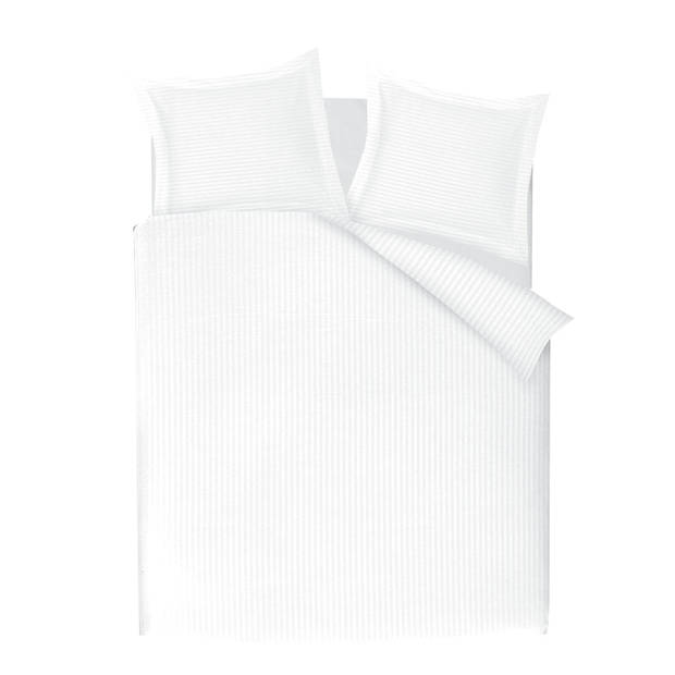 Katoenen dekbedovertrekset The Cotton Collection Zydante Swisstech - 140x200/220 + 1*60x70cm - White stripe