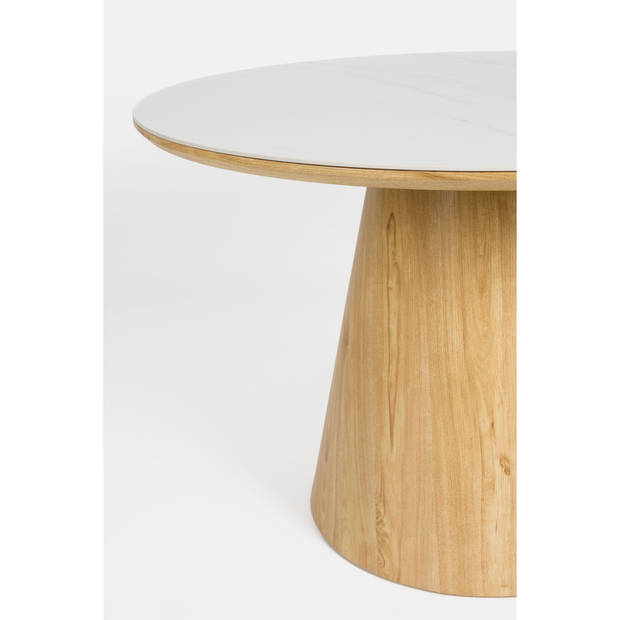 Housecraft Almira Eettafel Rond 115 cm Hout Wit/ Bruin