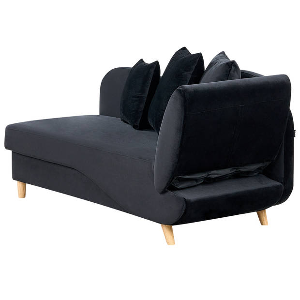 Beliani MERI - Chaise longue-Zwart-Fluweel