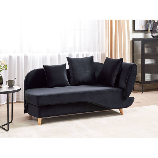 Beliani MERI - Chaise longue-Zwart-Fluweel