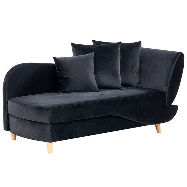 Beliani MERI - Chaise longue-Zwart-Fluweel