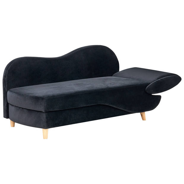 Beliani MERI - Chaise longue-Zwart-Fluweel