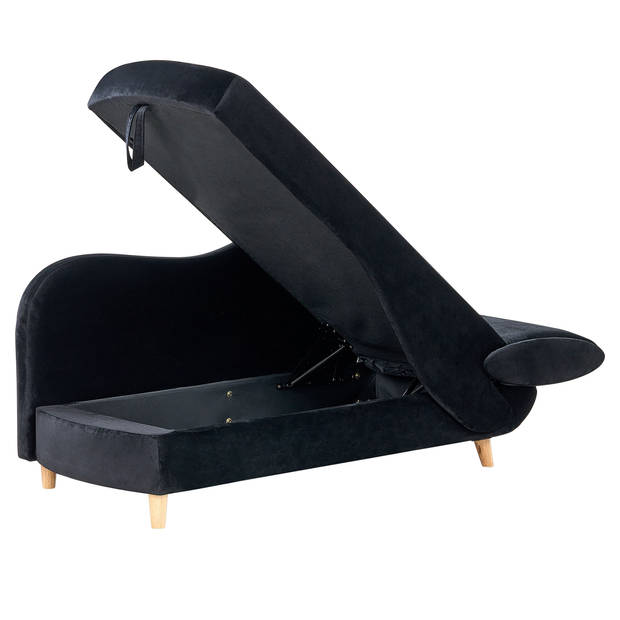 Beliani MERI - Chaise longue-Zwart-Fluweel