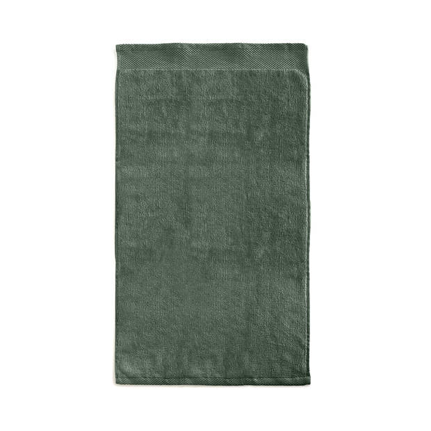 LINNICK Diamond Velours Handdoek 100% Katoen 60x110cm - olive green - Set van 4