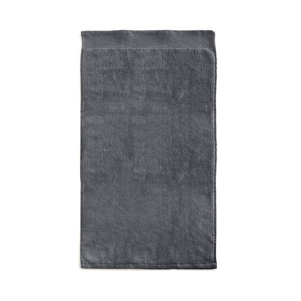 LINNICK Diamond Velours Handdoek 100% Katoen 60x110cm - dark grey - Set van 6