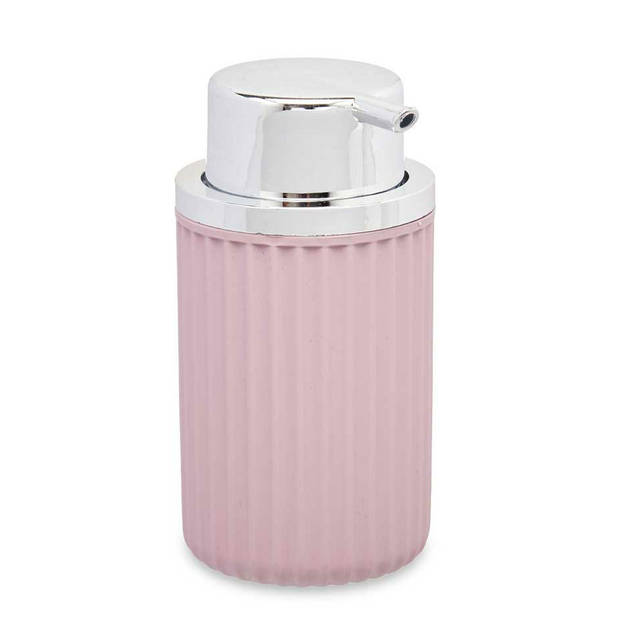 Berilo zeeppompje/dispenser Roma - 2x - roze/zilver - kunststof - 8 x 15 cm - 420 ml - Zeeppompjes