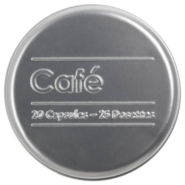 5Five Koffiecups bewaarblik - metaal - zwart - H26 cm - 25 capsules - Voorraadblikken