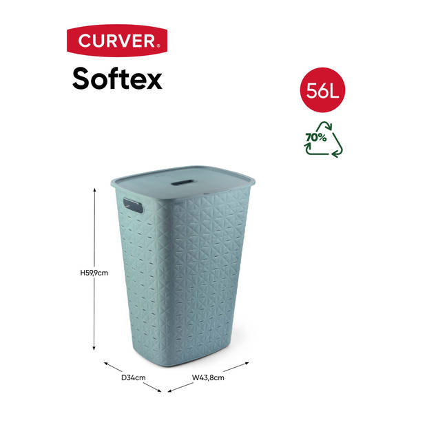 Curver Softex Wasmand met Deksel 56L + Wasmand 45L - Blauw