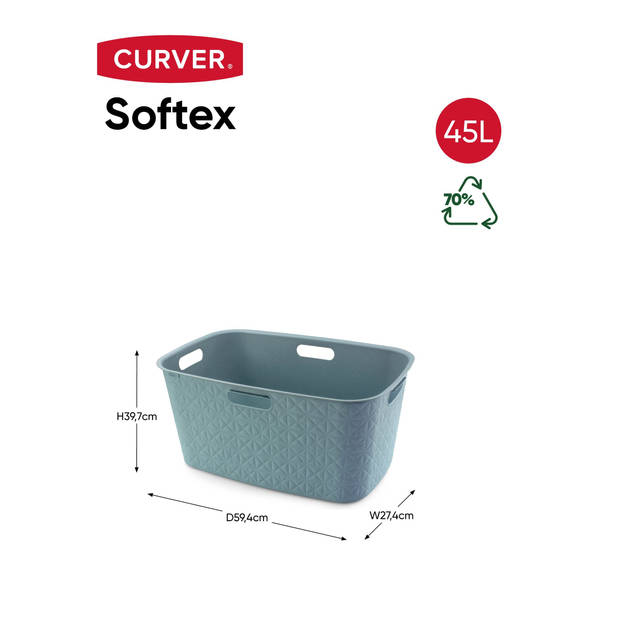 Curver Softex Wasmand met Deksel 56L + Wasmand 45L - Blauw