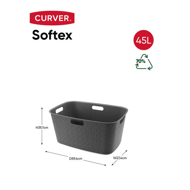 Curver Softex Wasmand met Deksel 56L + Wasmand 45L - Antraciet